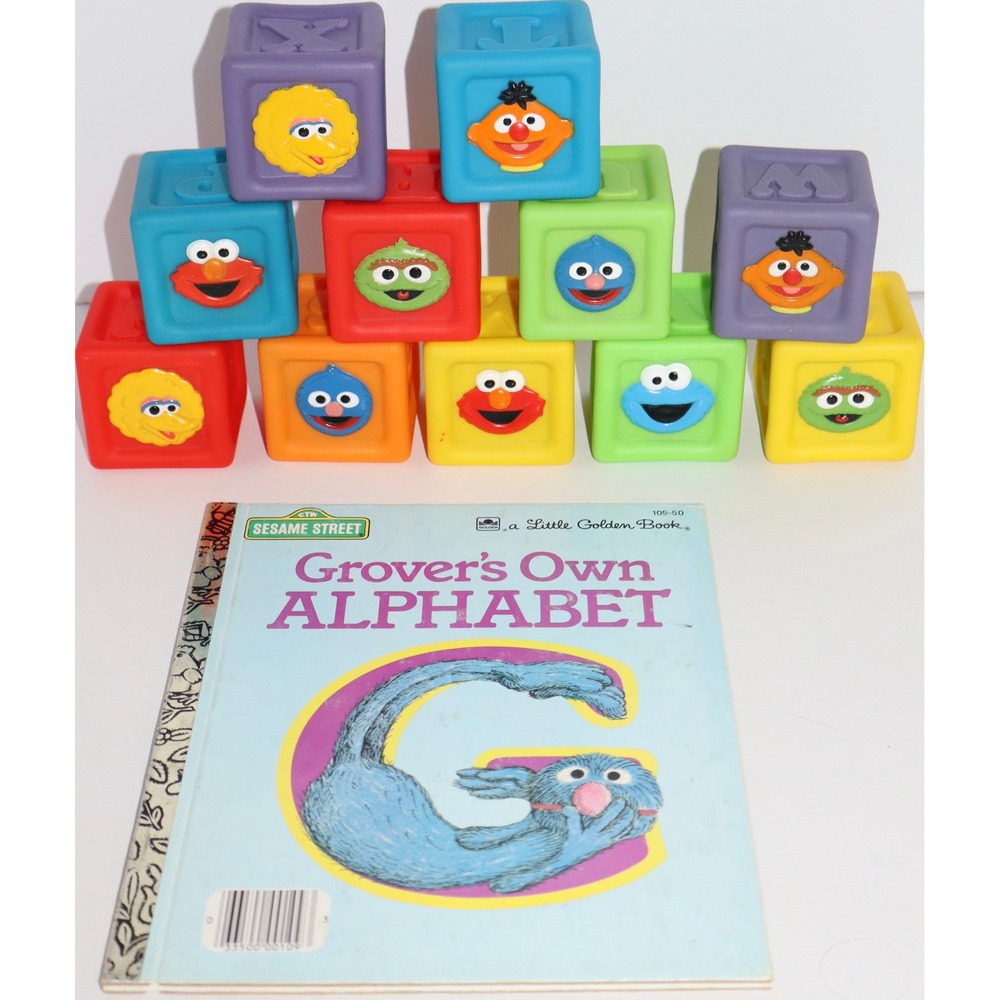 Sesame Street 1997 Tyco Alphabet Wagon Replacement Blocks & Grover's ABC Book